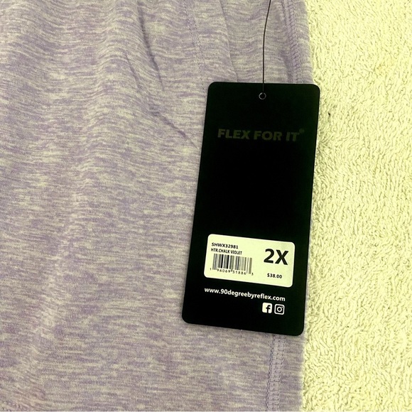 90 Degree By Reflex Lightweight Lounge Shorts - Casual  Lavender Plus 2X NWT - Picture 4 of 10